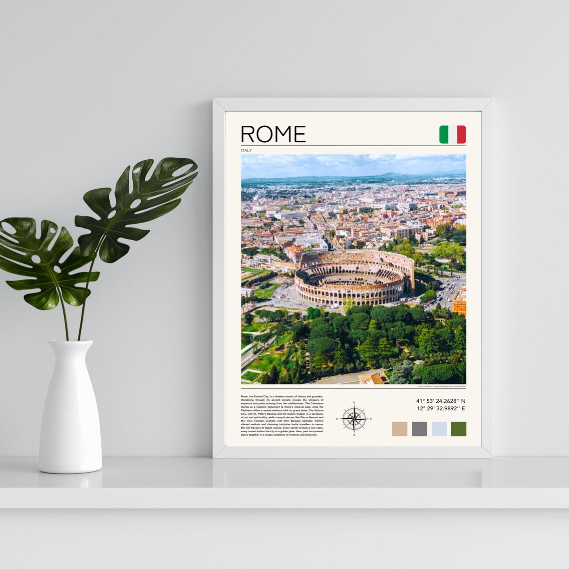 Rome Italy Ancient Colosseum Aerial Minimalist Travel Poster - Image 2