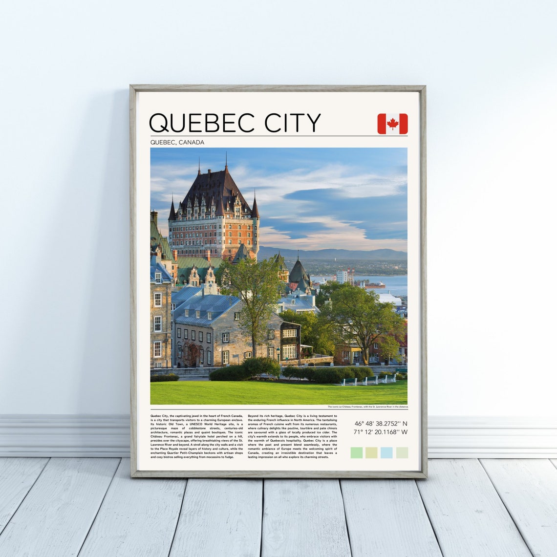 Quebec City Canada Chateau Frontenac Old Town Historic Skyline Poster - Image 4