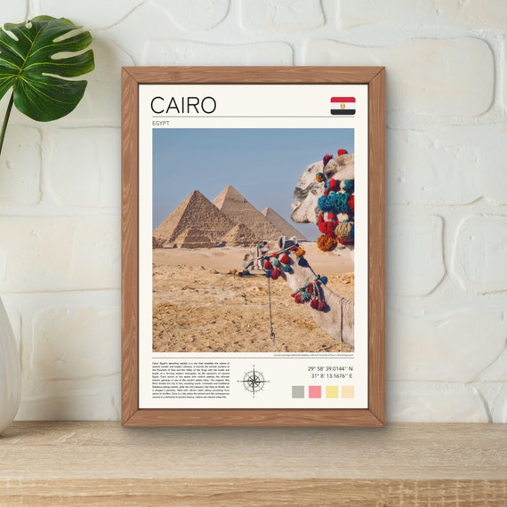 Cairo Poster Cairo Wall Art Egypt Travel Print Egypt Gift Idea Pyramids Of Giza Cairo Art Print Instant Ancient Egypt