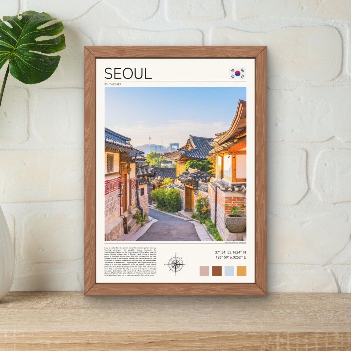 Seoul South Korea Bukchon Hanok Village Traditional Alley Poster