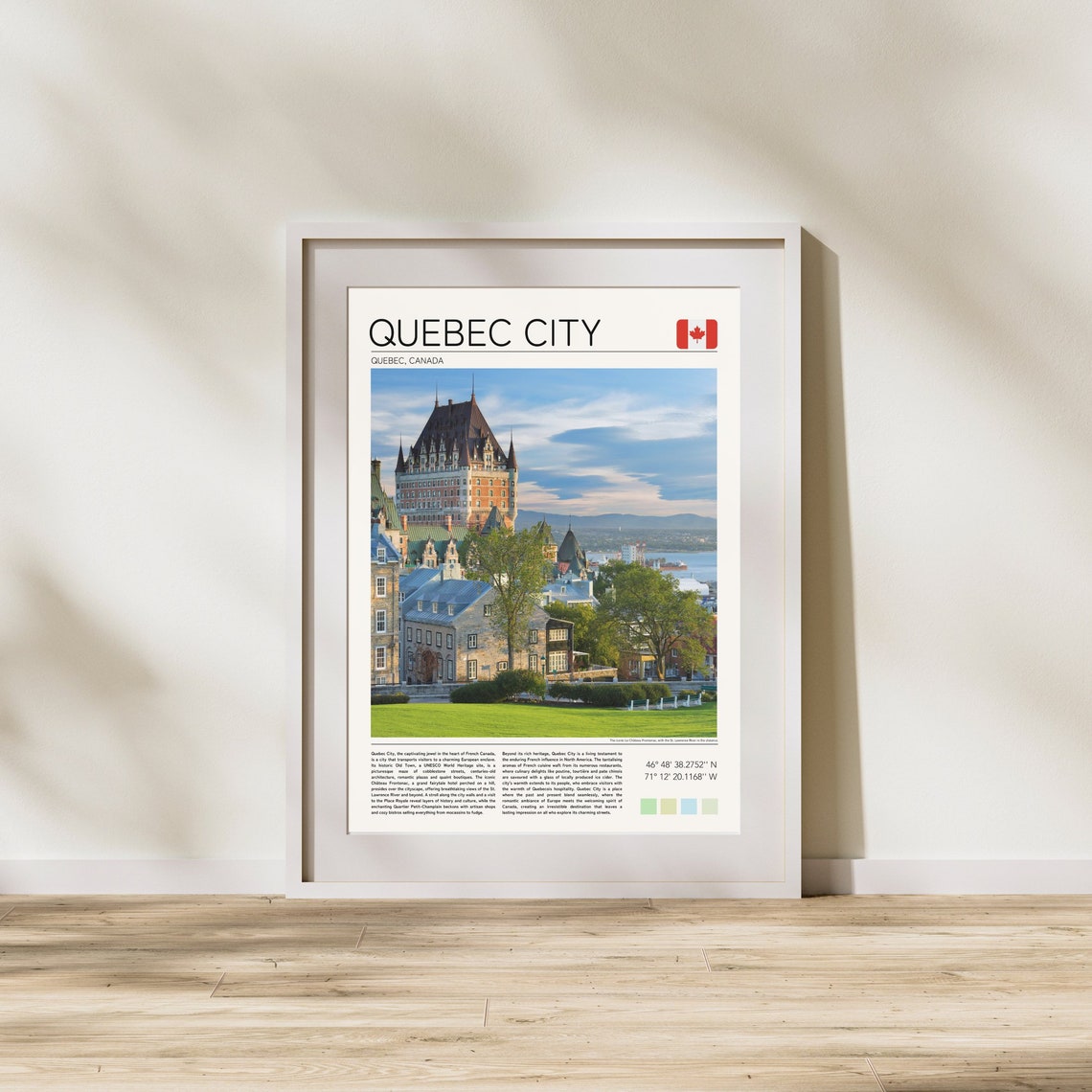 Quebec City Canada Chateau Frontenac Old Town Historic Skyline Poster - Image 2