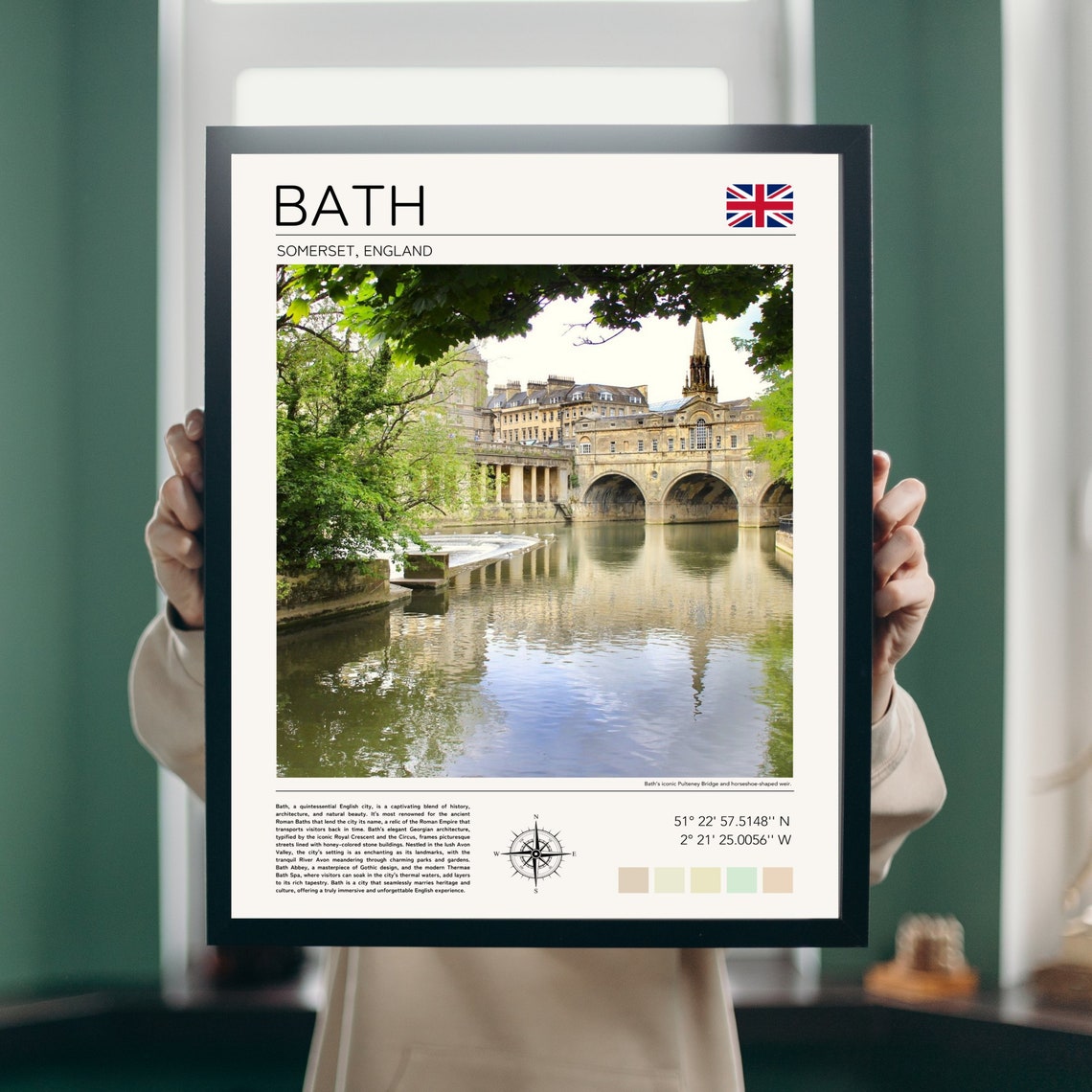 Bath England Pulteney Bridge River Avon Georgian Architecture Poster - Image 2