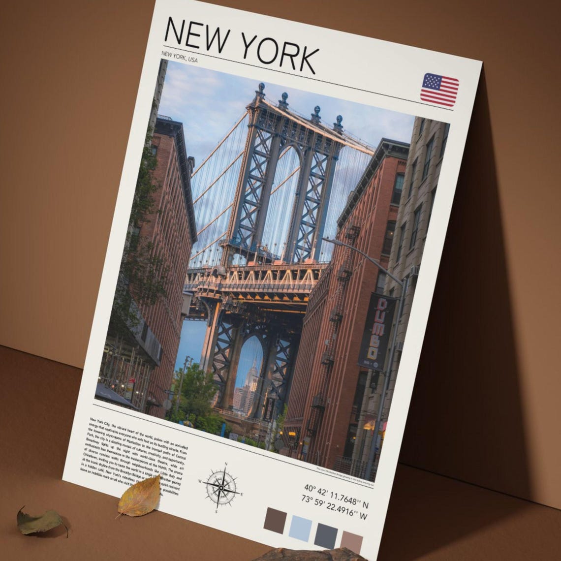 New York Manhattan Bridge DUMBO Brooklyn Street View Travel Poster - Image 2