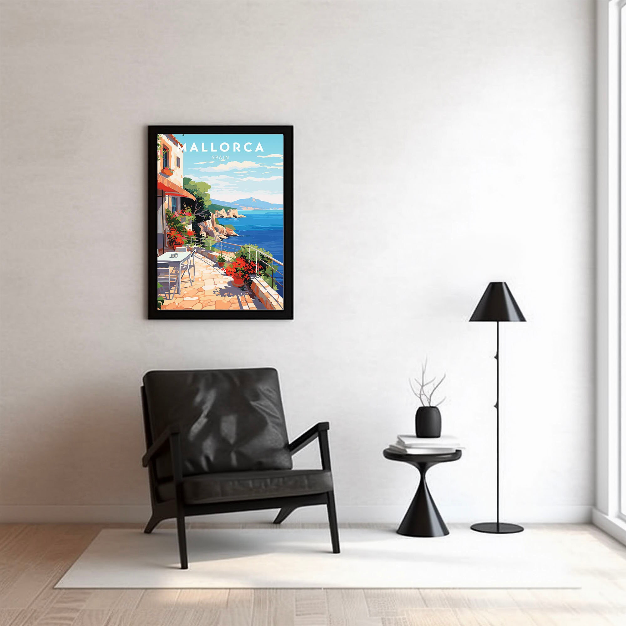 Mallorca Spain Seaside Terrace Cliff Coast Balearic Travel Poster