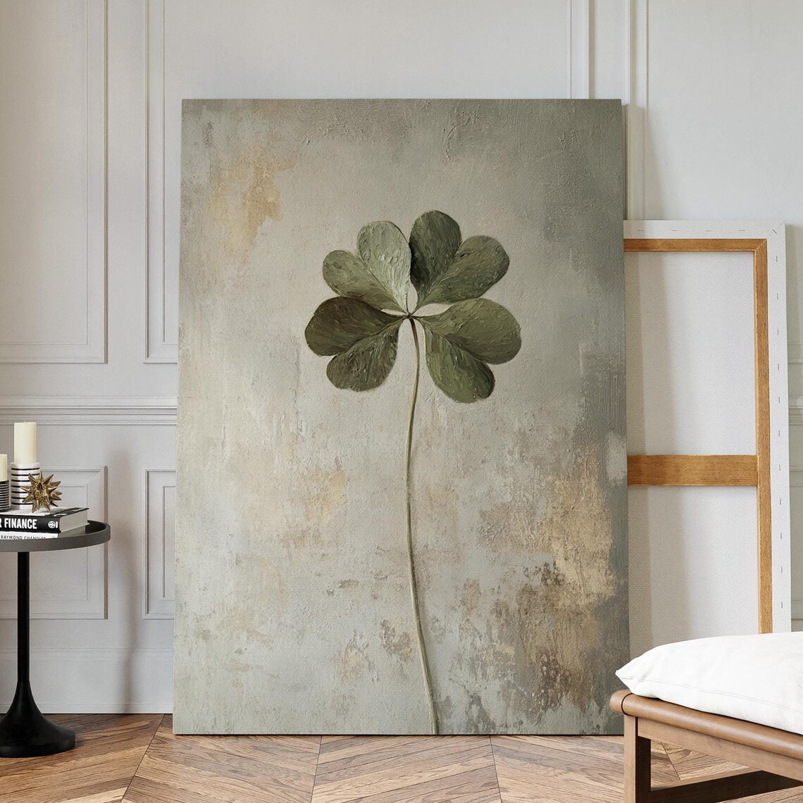 Four Leaf Clover, Rustic Minimalist Art Print