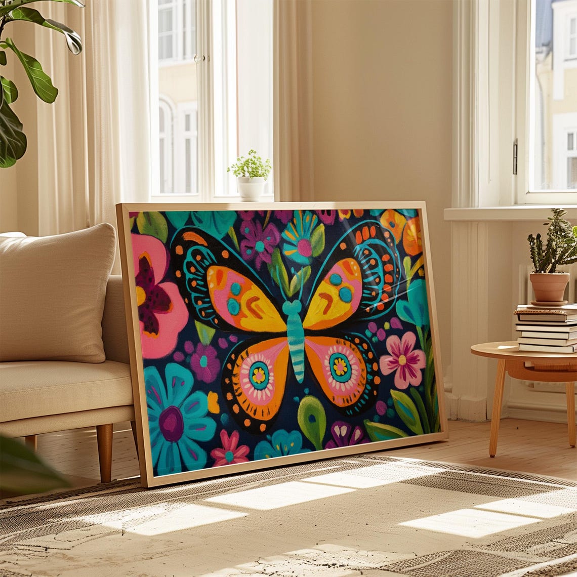 Print Butterfly Portrait Painting Mexican Wall Art New Listing 20 - Image 4