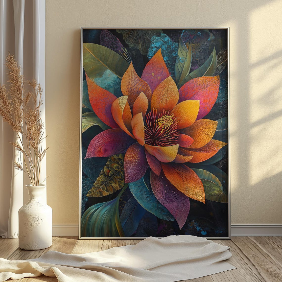 Lush Tropical Flower Bloom Dark Botanical Jungle Floral Art Poster - Image 4