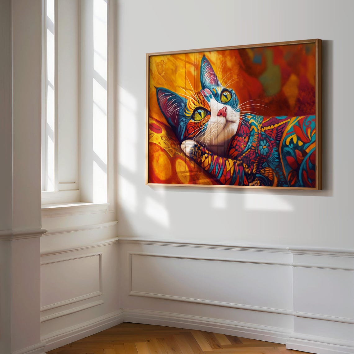 Calico Cat Resting Decorative Patterned Fur Orange Glow Poster - Image 3