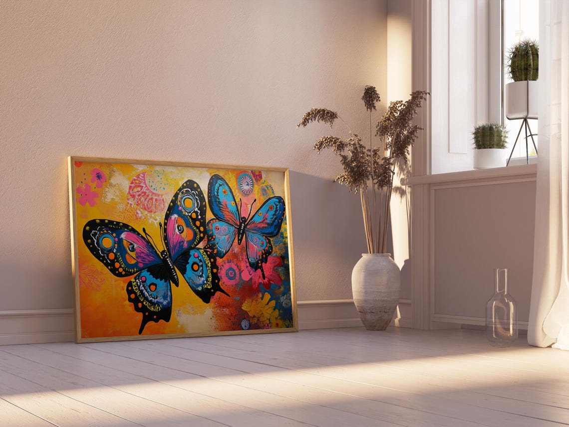 Print Butterfly Portrait Painting Mexican Wall Art New Listing 11 - Image 2