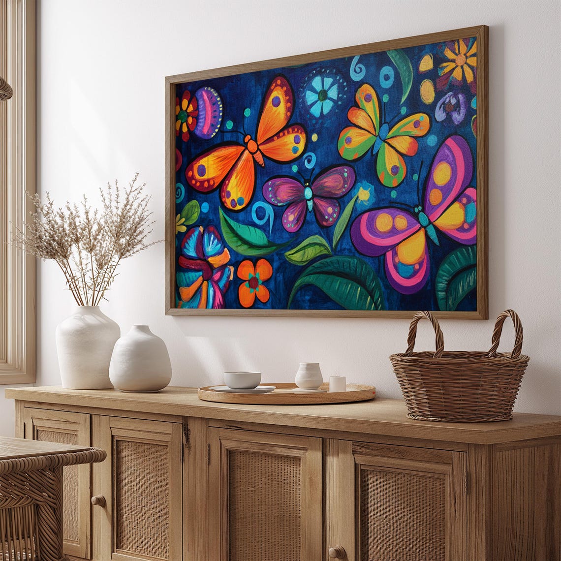 Print Butterfly Portrait Painting Mexican Wall Art New Listing 2