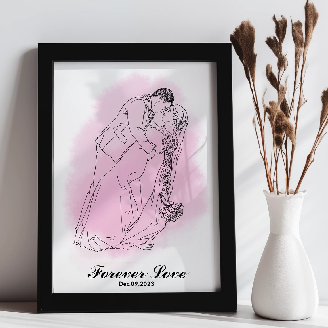 Custom Line Art Personalized Portrait Art Print - Image 5