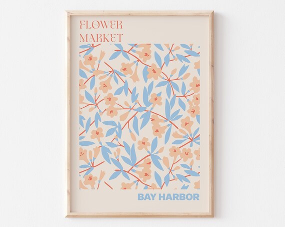 Bay Harbor Peach Blossom Periwinkle Vine Flower Market Poster