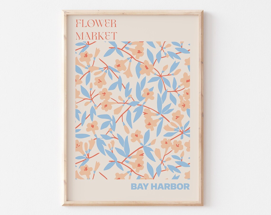 Bay Harbor Peach Blossom Periwinkle Vine Flower Market Poster