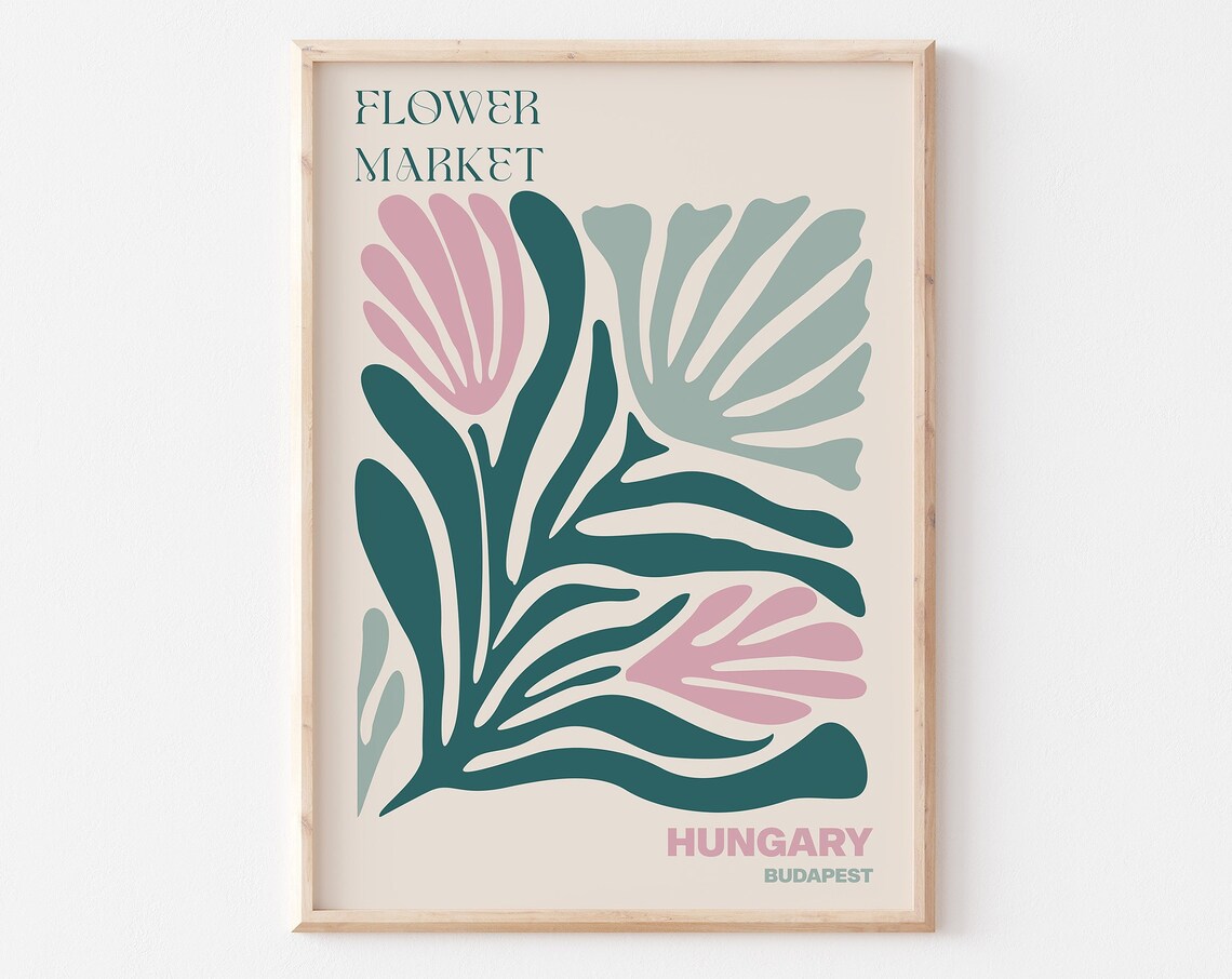 Hungary Flower Market Budapest Abstract Botanical Style Poster