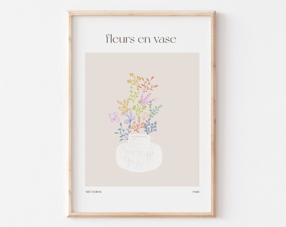 Fleurs En Vase White Vase Colorful Wildflowers Paris Art Poster