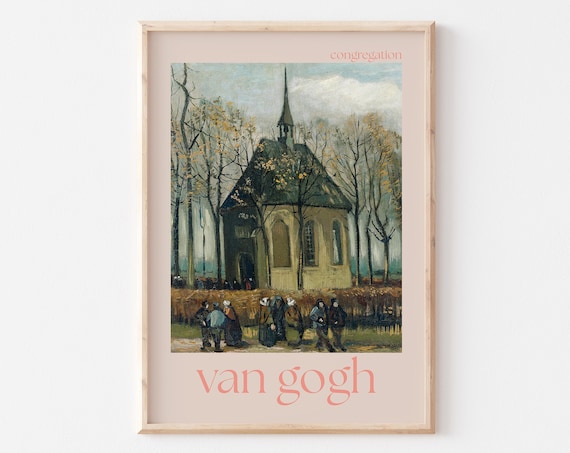 Van Gogh Congregation Church Parishioners Oil Painting Art Poster