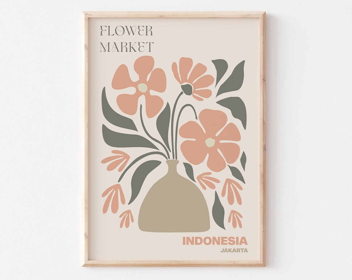 Jakarta Indonesia Flower Market Peach Ceramic Vase Bloom Poster