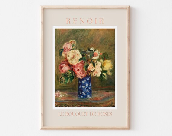 Auguste Renoir Le Bouquet de Roses Pink Roses Still Life Poster