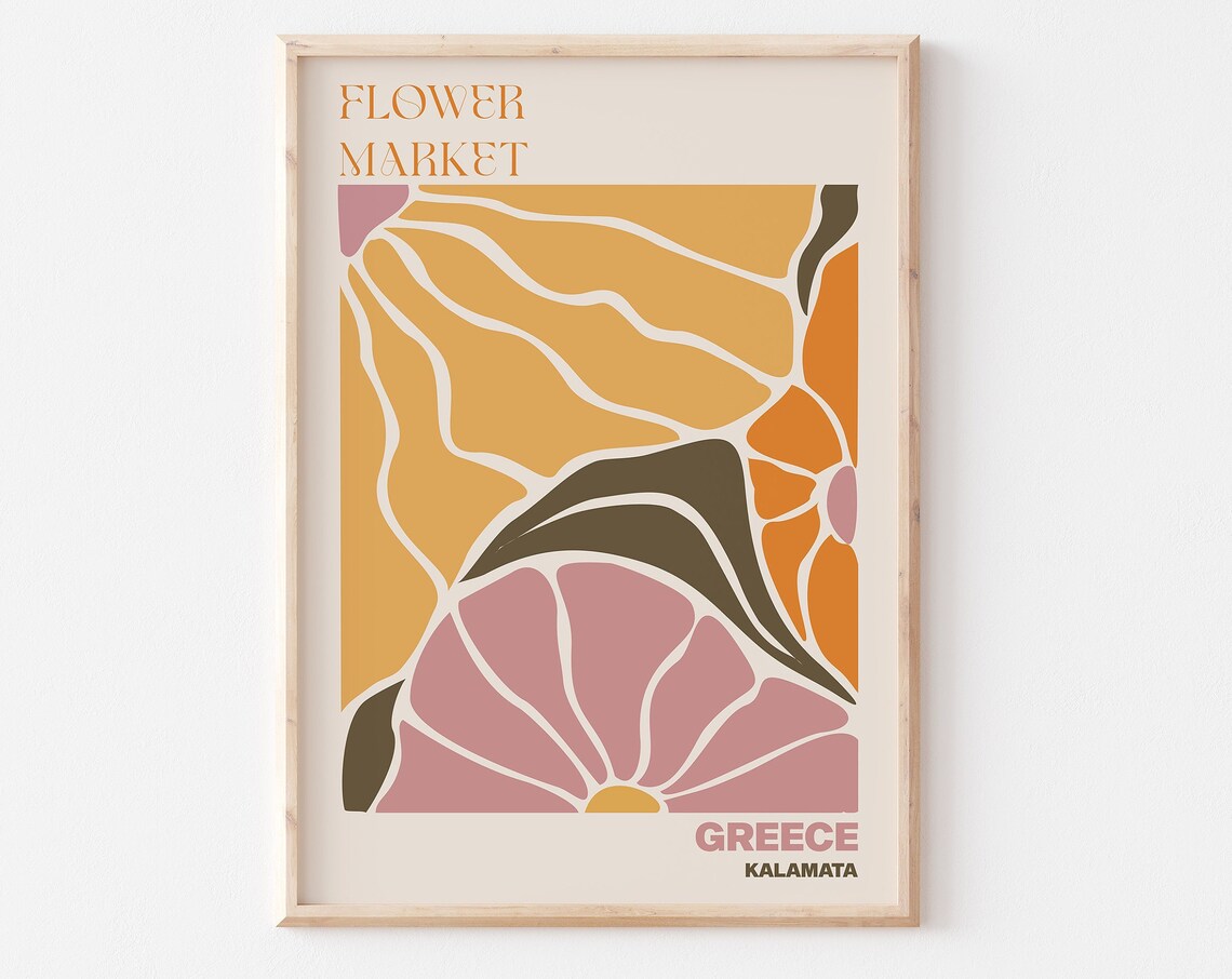 Greece Kalamata Flower Market Mustard Rose Abstract Bloom Poster