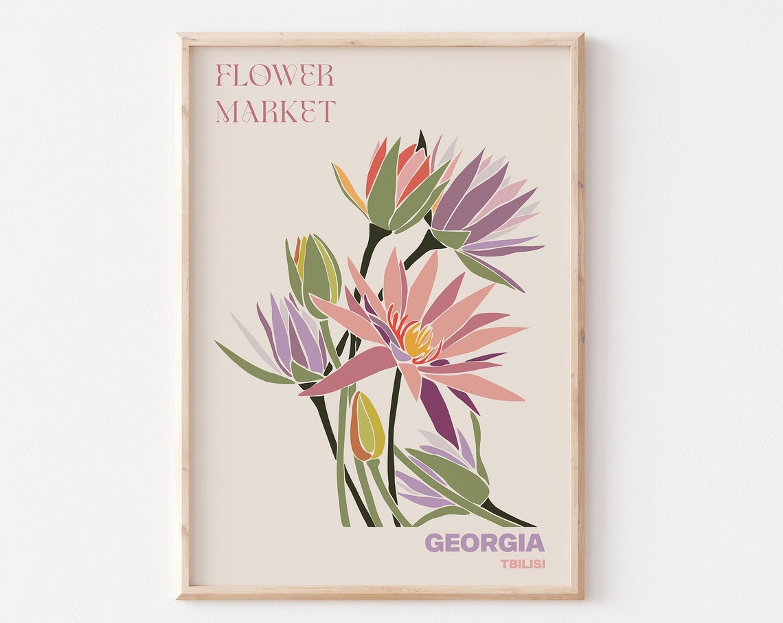 Georgia Poster Georgia Wall Art Georgia Personalised Travel Poster Georgia Flower Market Print Floral Wall Georgia