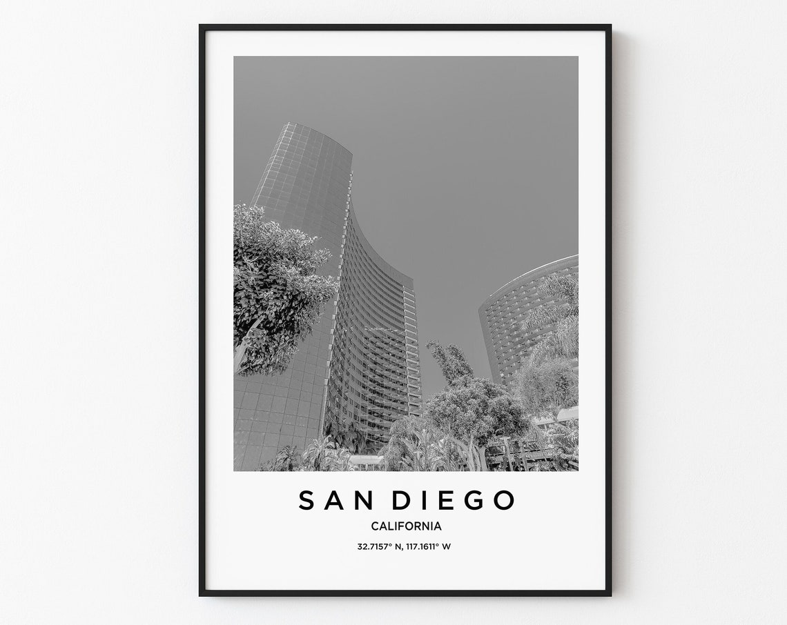 San Diego Travel Poster San Diego Print San Diego Photo Print Black And White Photography Monochrome Travel Photography California