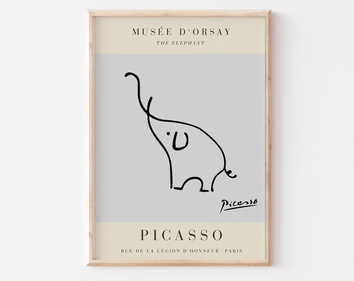 Pablo Picasso The Elephant Minimalist Single Line Drawing Print - Image 3