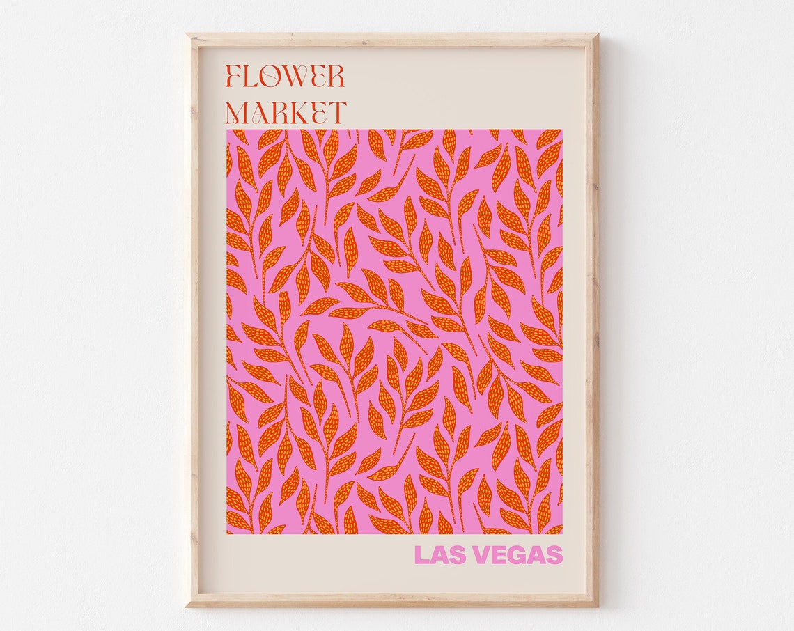 Las Vegas Poster Personalised Travel Poster Las Vegas Flower Market Print Floral Wall Decor Las Vegas Travel Poster