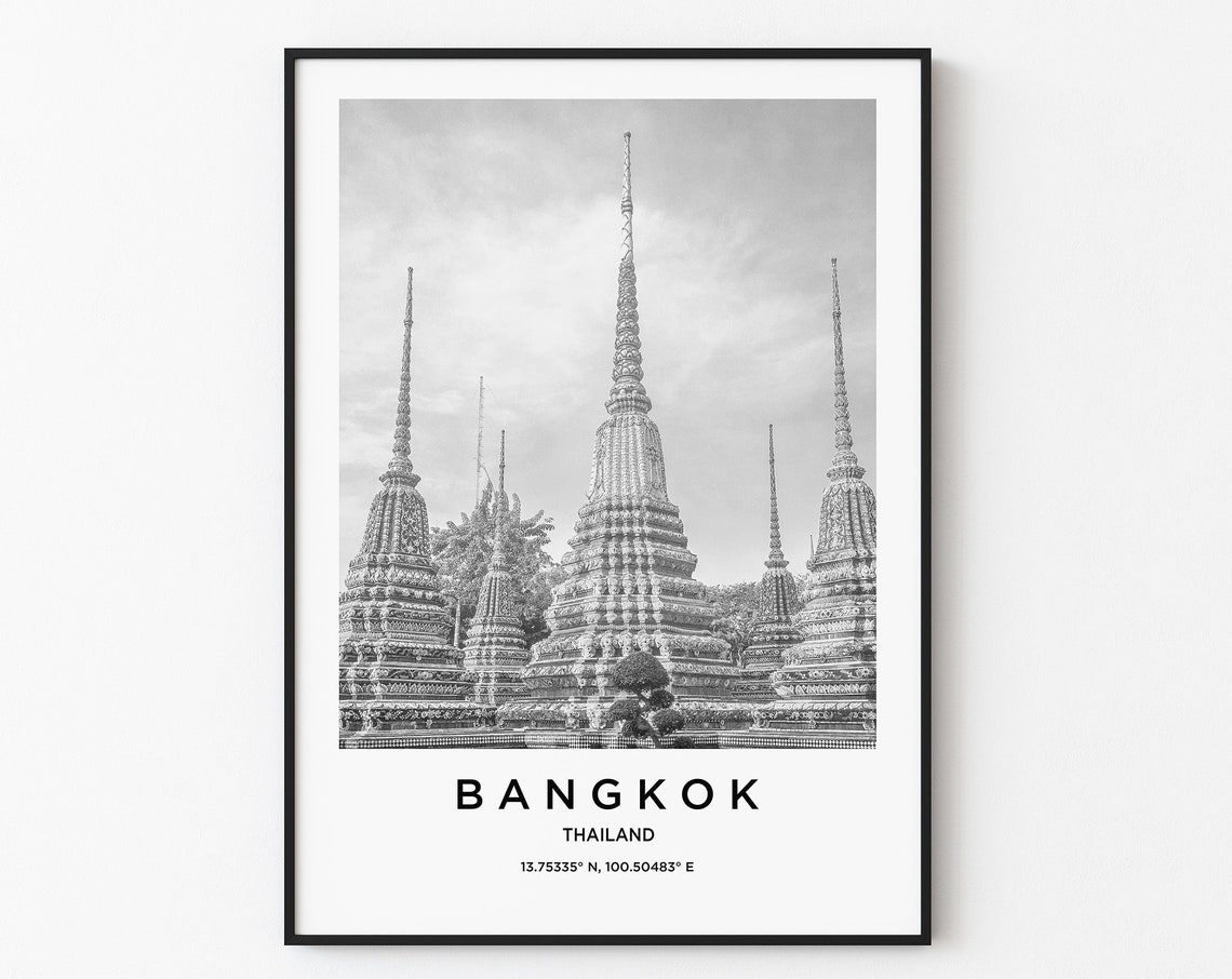 Bangkok Travel Poster Bangkok Print Bangkok Photo Print Black And White Photography Monochrome Travel Photography Asia Travel