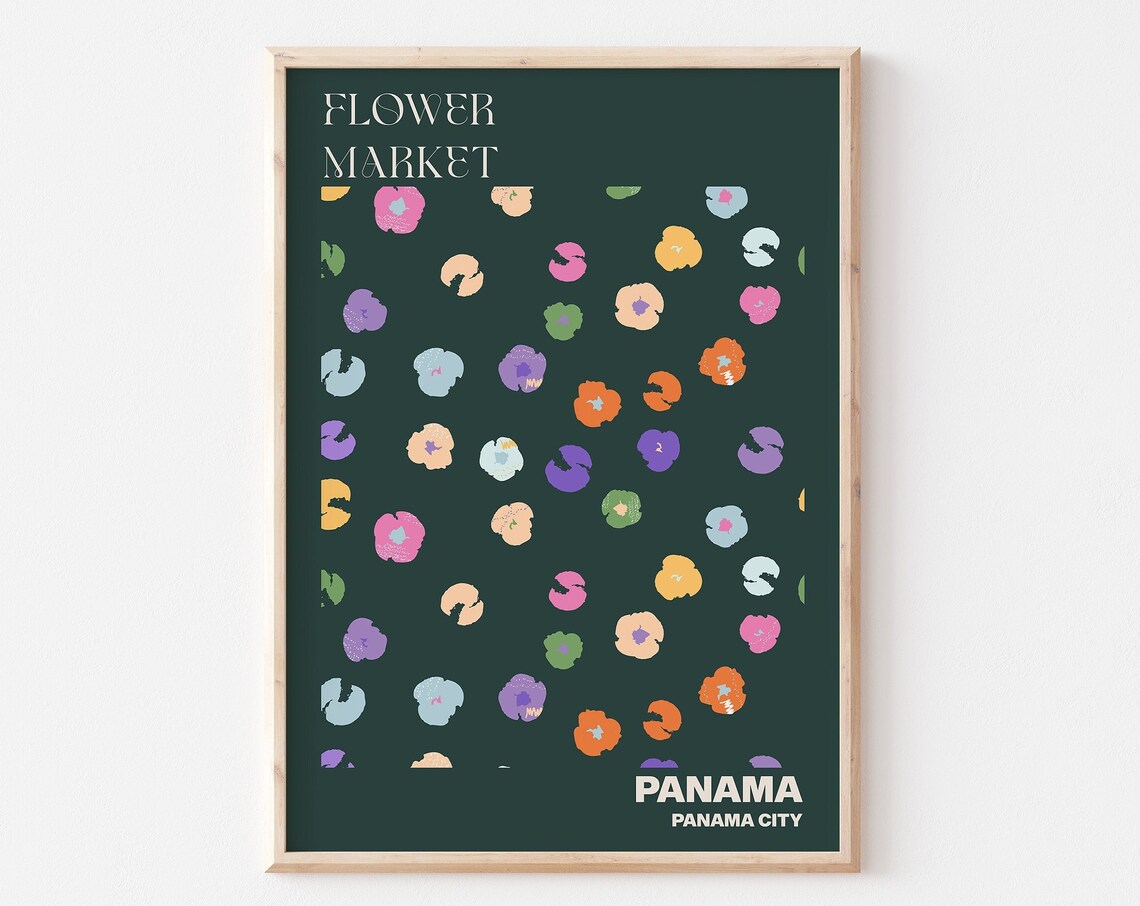 Panama Panama City Flower Market Pansy Confetti Green Poster