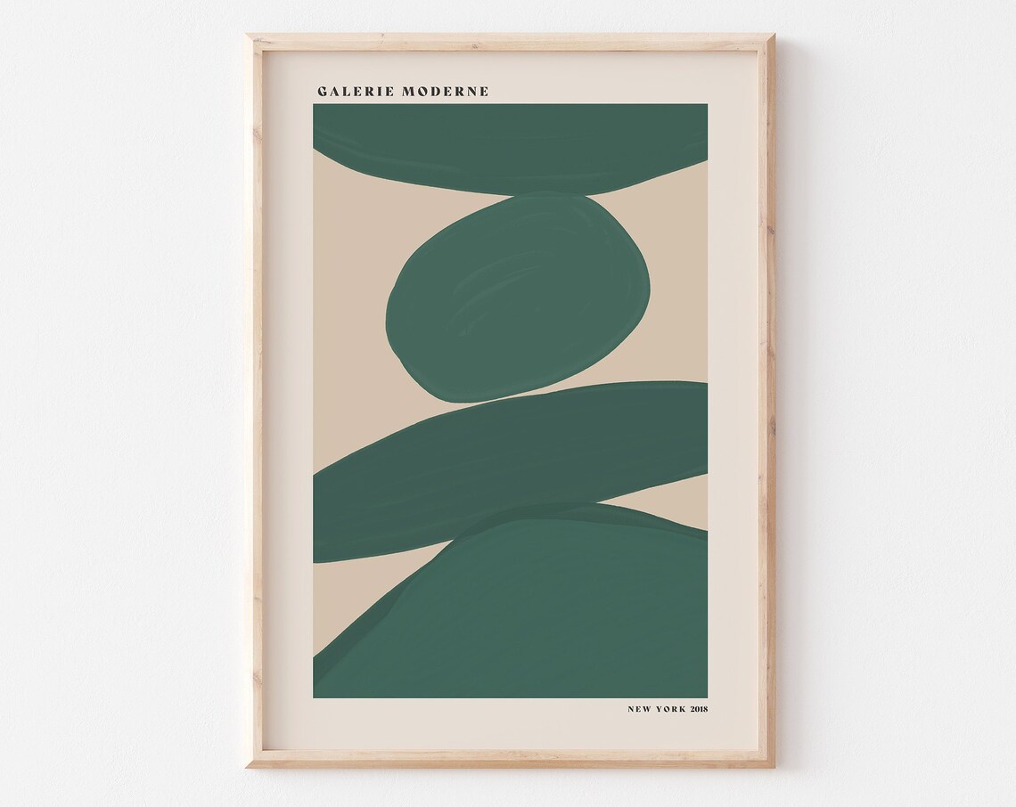 Galerie Moderne Deep Green Organic Shapes Minimalist Abstract Poster