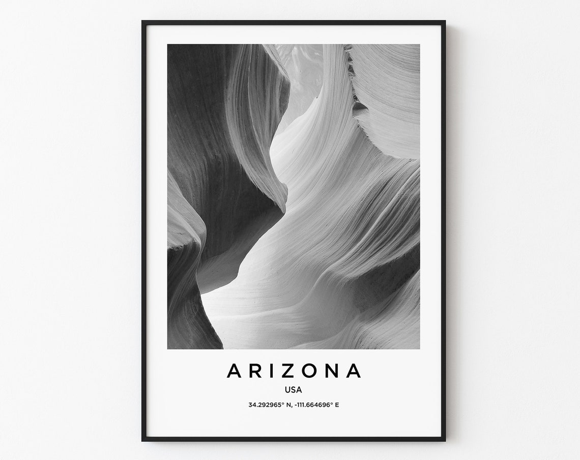 Arizona Travel Poster Arizona Print Arizona Photo Print Black And White Photography Monochrome Travel Photography America Travel