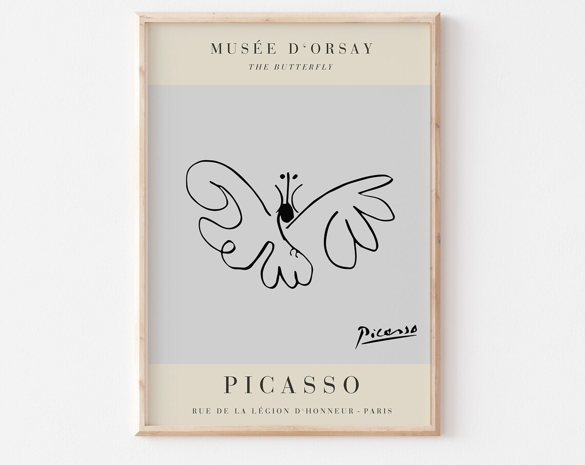 Pablo Picasso The Butterfly Minimalist Single Line Drawing Print - Image 3