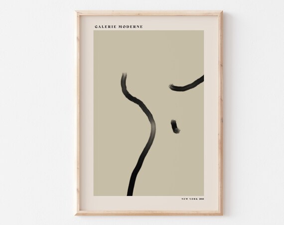 Galerie Moderne Minimalist Black Face One Line Drawing Poster