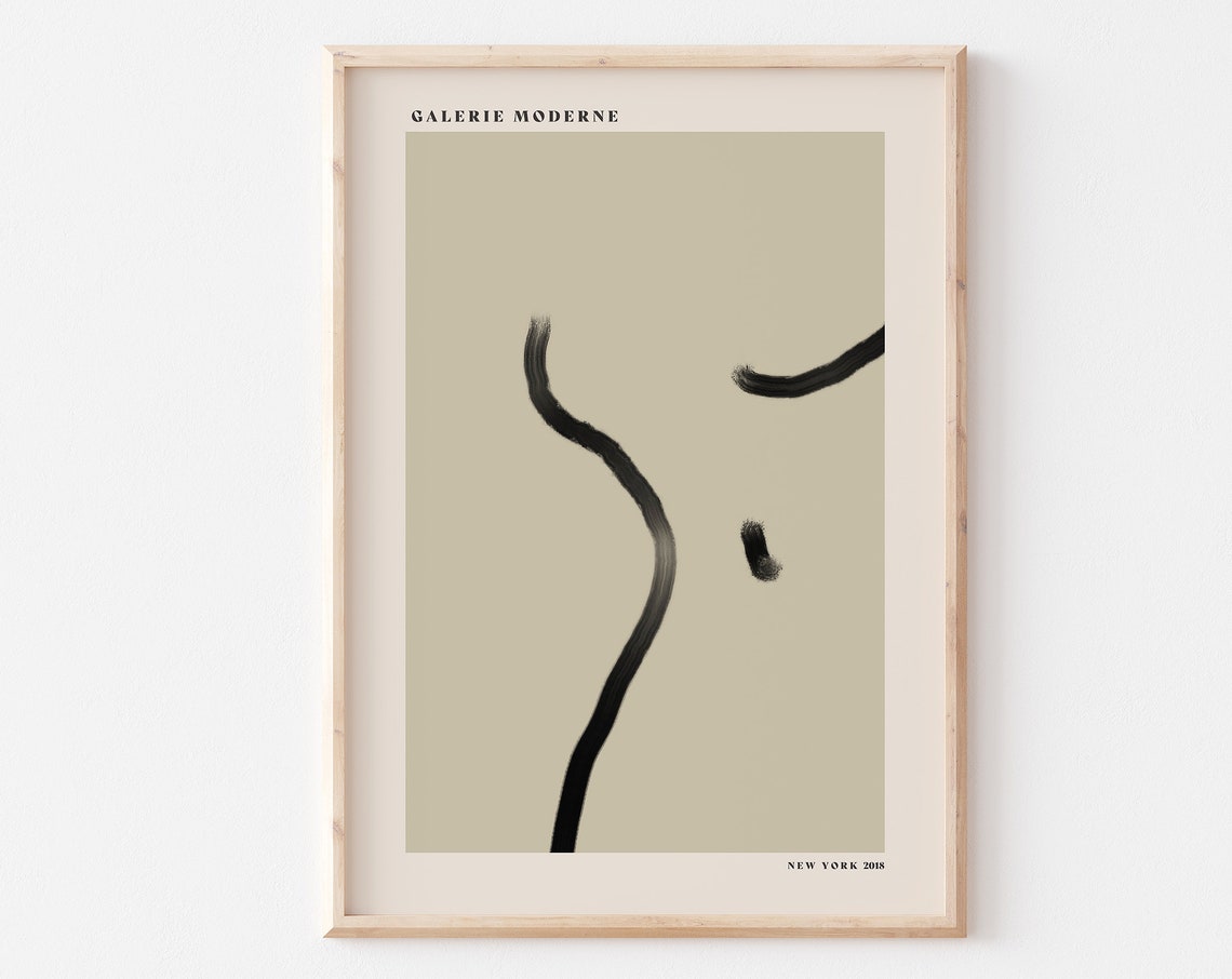 Galerie Moderne Minimalist Black Face One Line Drawing Poster