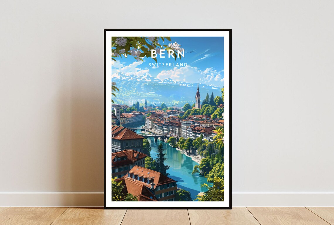Bern Travel Poster, Switzerland Europe Wall Art Print
