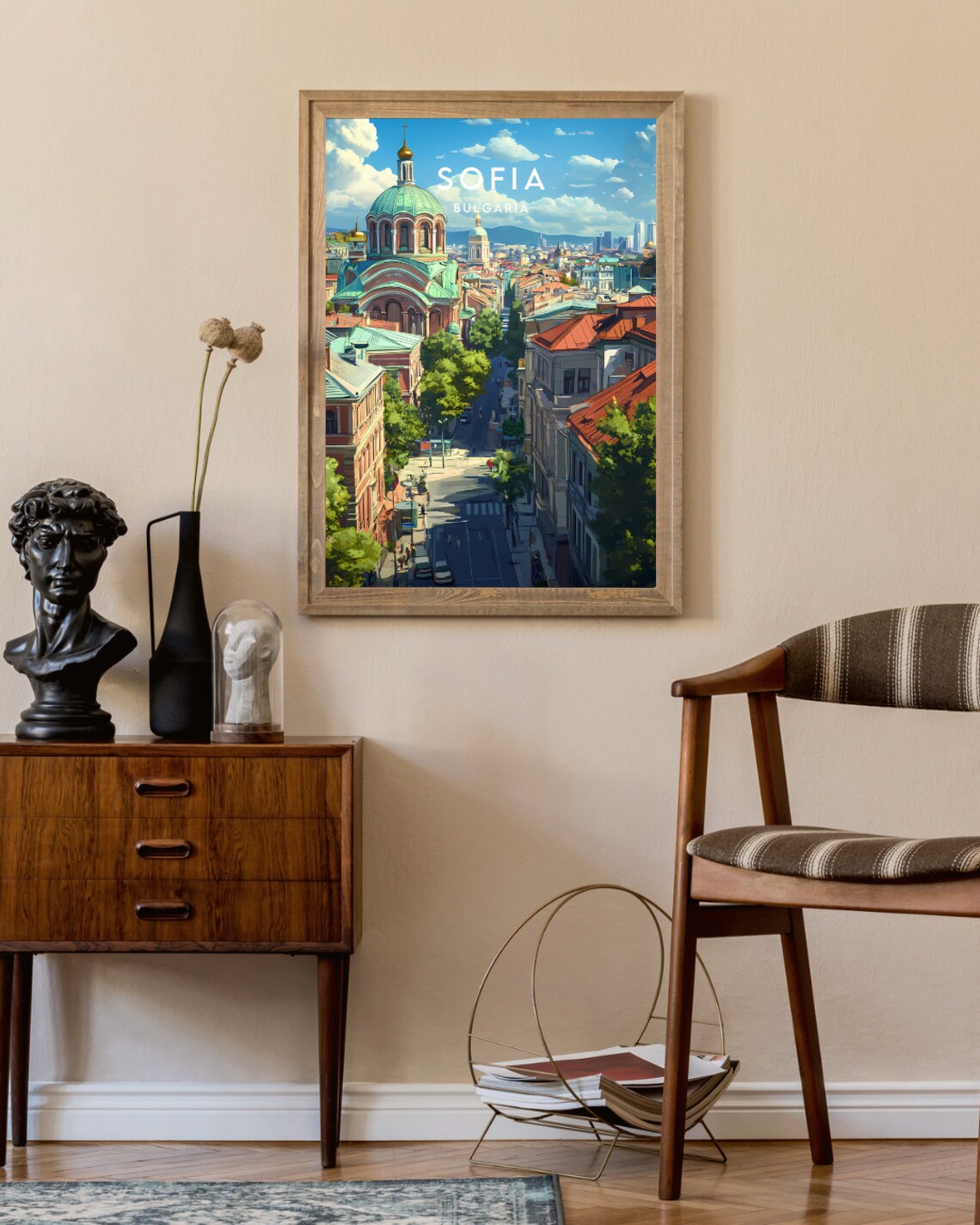 Sofia Bulgaria Green Dome Church City Street Travel Art Poster - Image 2