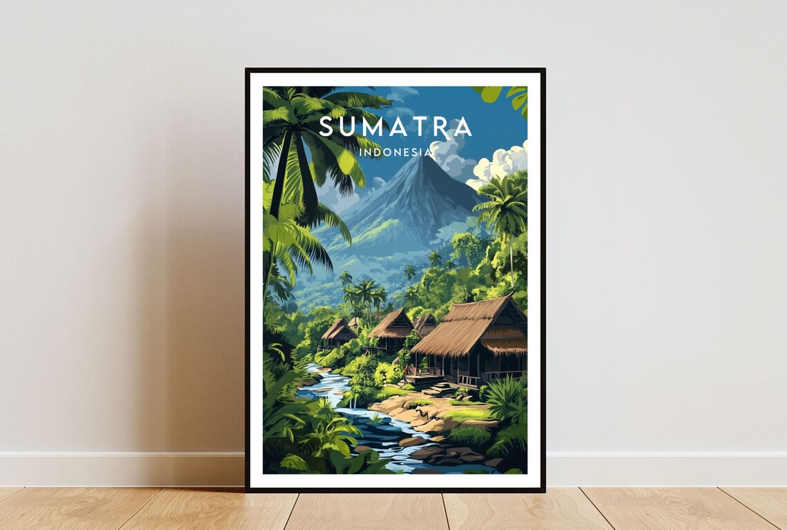 Sumatra Travel Poster, Indonesia Wall Art Print