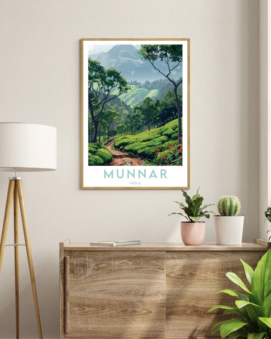 Munnar India Tea Gardens Misty Mountains Trail Travel Poster - Image 3