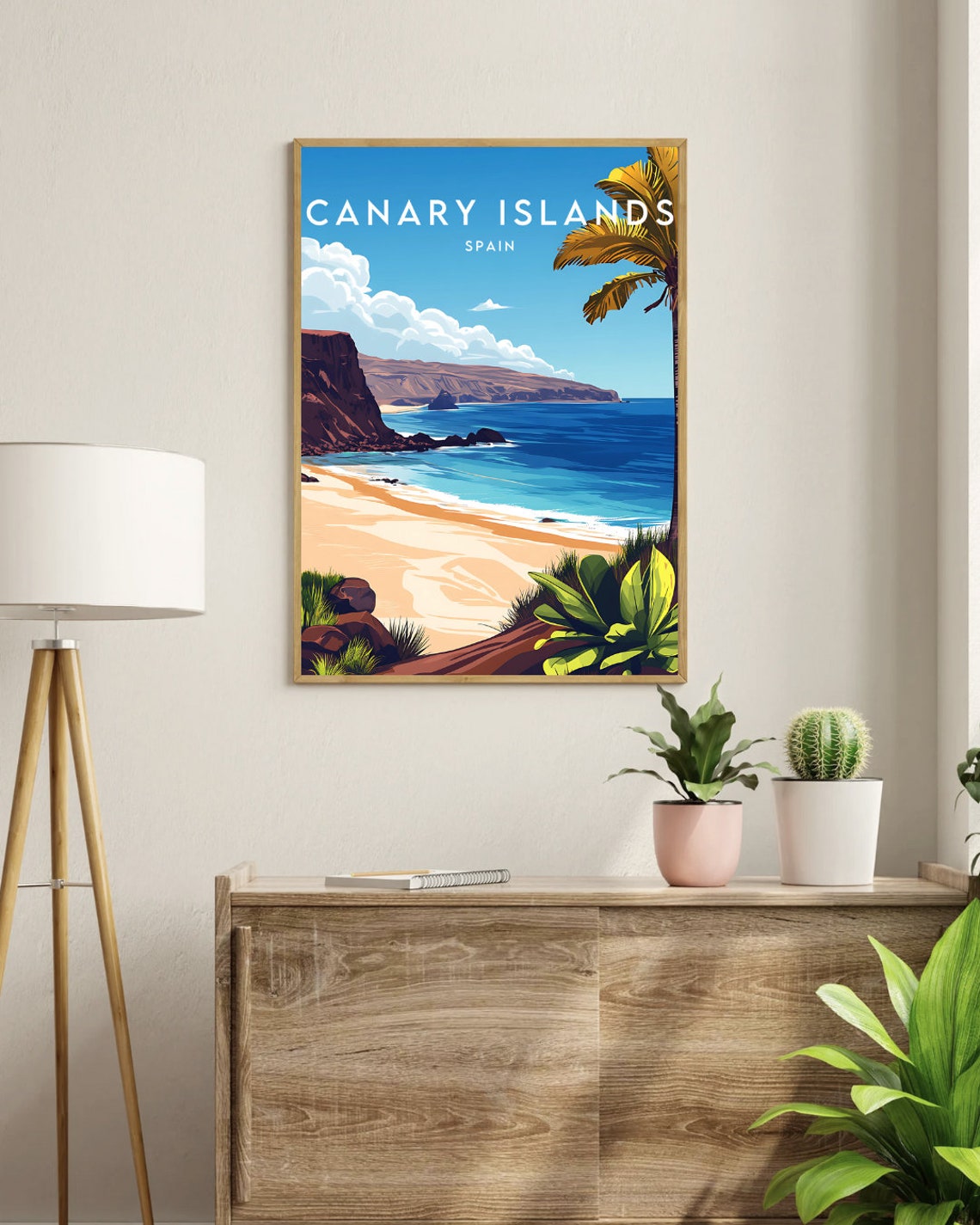 Canary Islands Spain Golden Beach Volcanic Cliffs Ocean Travel Poster - Image 3