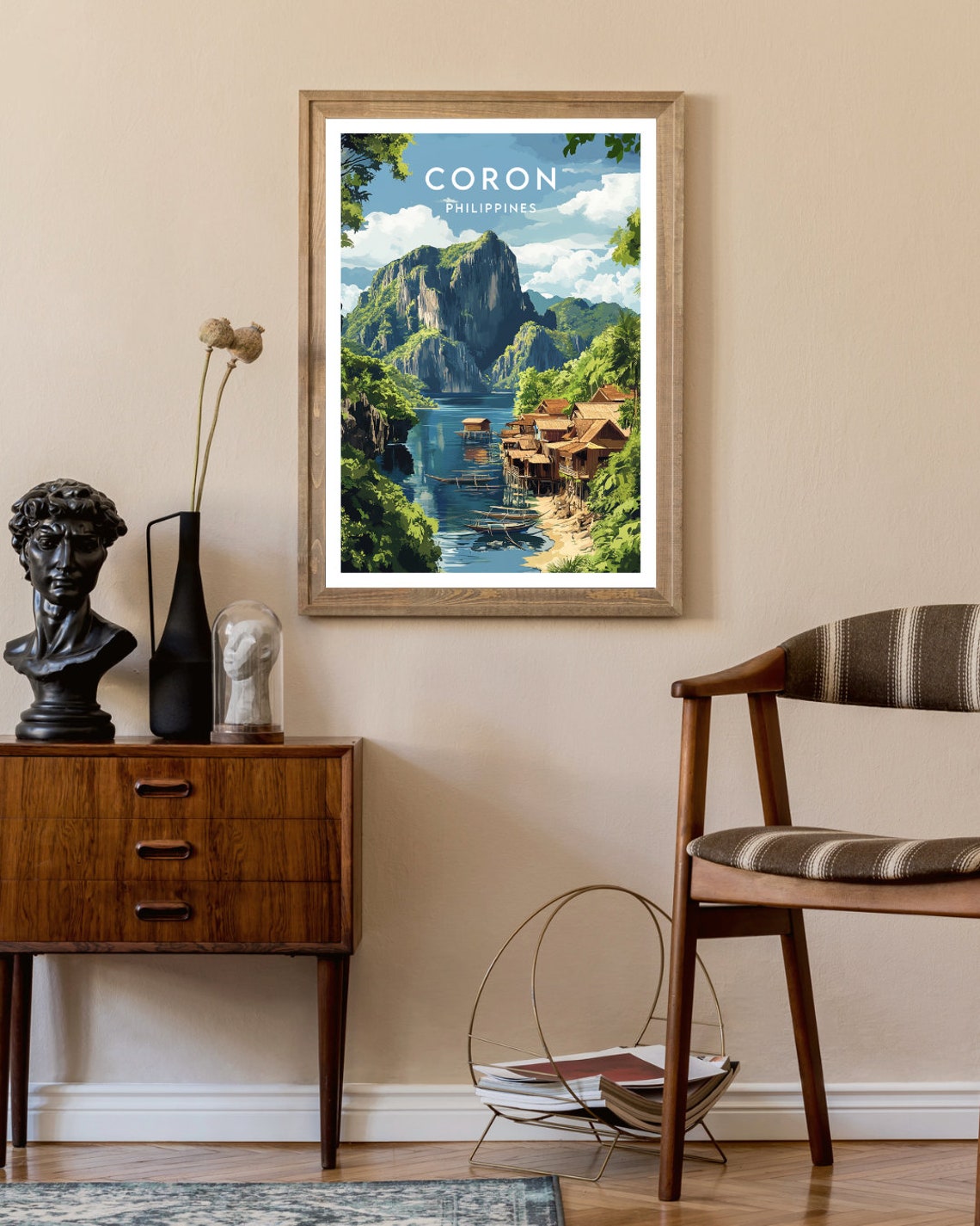 Coron Philippines Karst Cliffs Stilt Huts Tropical Lagoon Poster - Image 2