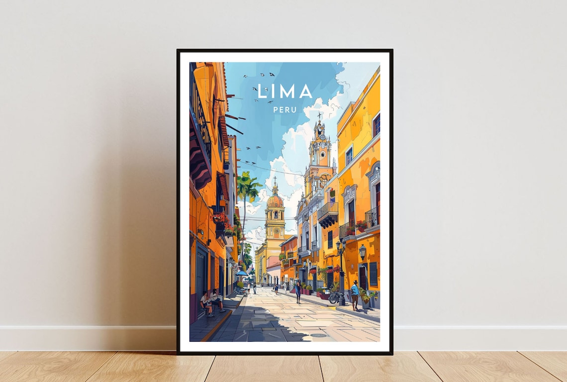Lima Peru Travel Poster, South America Wall Art