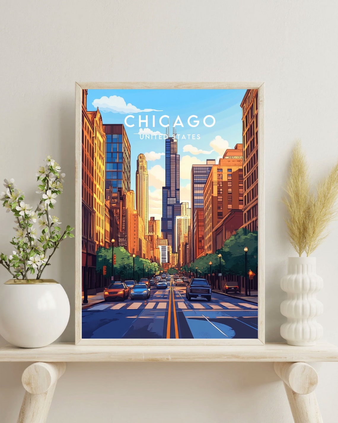 Chicago Travel Print United States Chicago Poster America Poster Travel Wall Art America Print America Chicago Print Usa Illinois - Image 4
