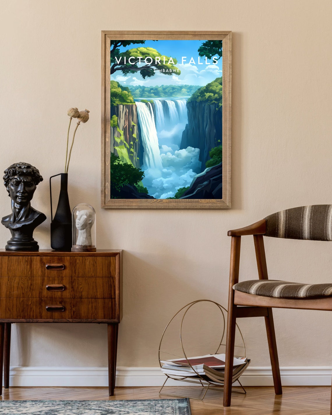 Victoria Falls Zimbabwe Waterfall Mist Vintage Travel Poster - Image 2