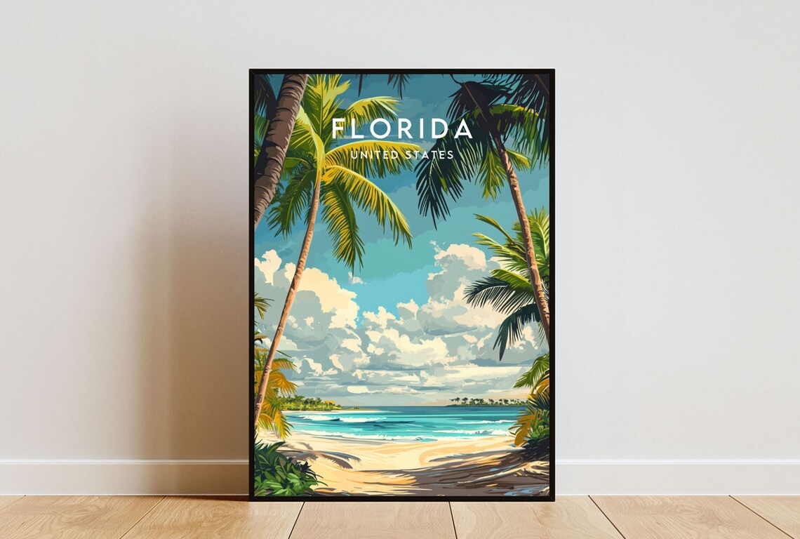 Florida Travel Poster, United States Travel Print