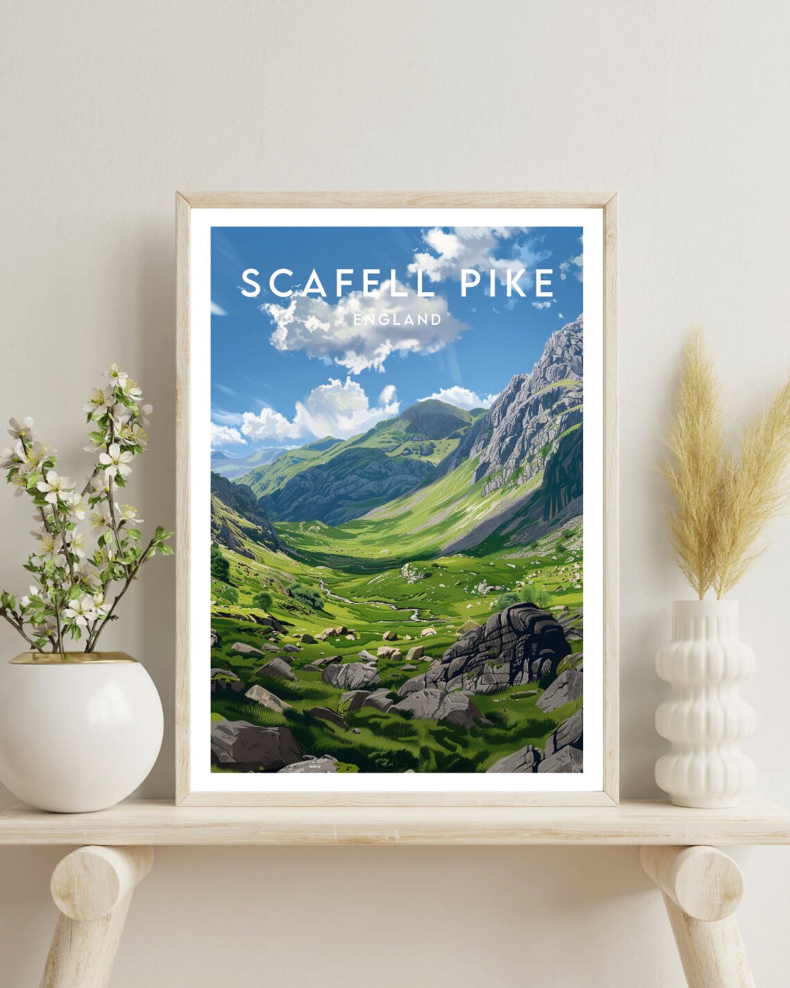 Scafell Pike England Green Mountain Valley Vintage Travel Poster - Image 4