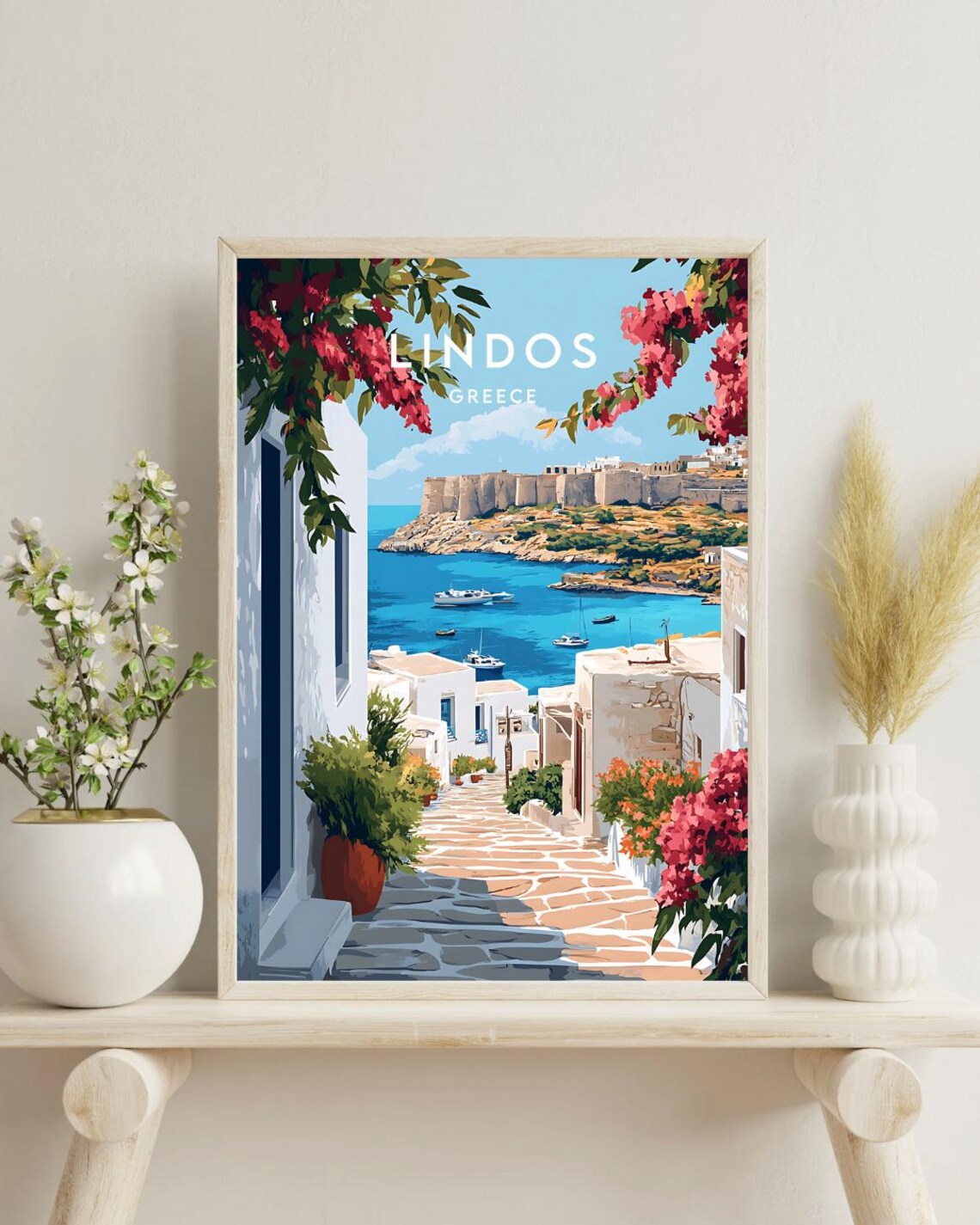 Lindos Travel Poster, Greece Europe Wall Art - Image 4