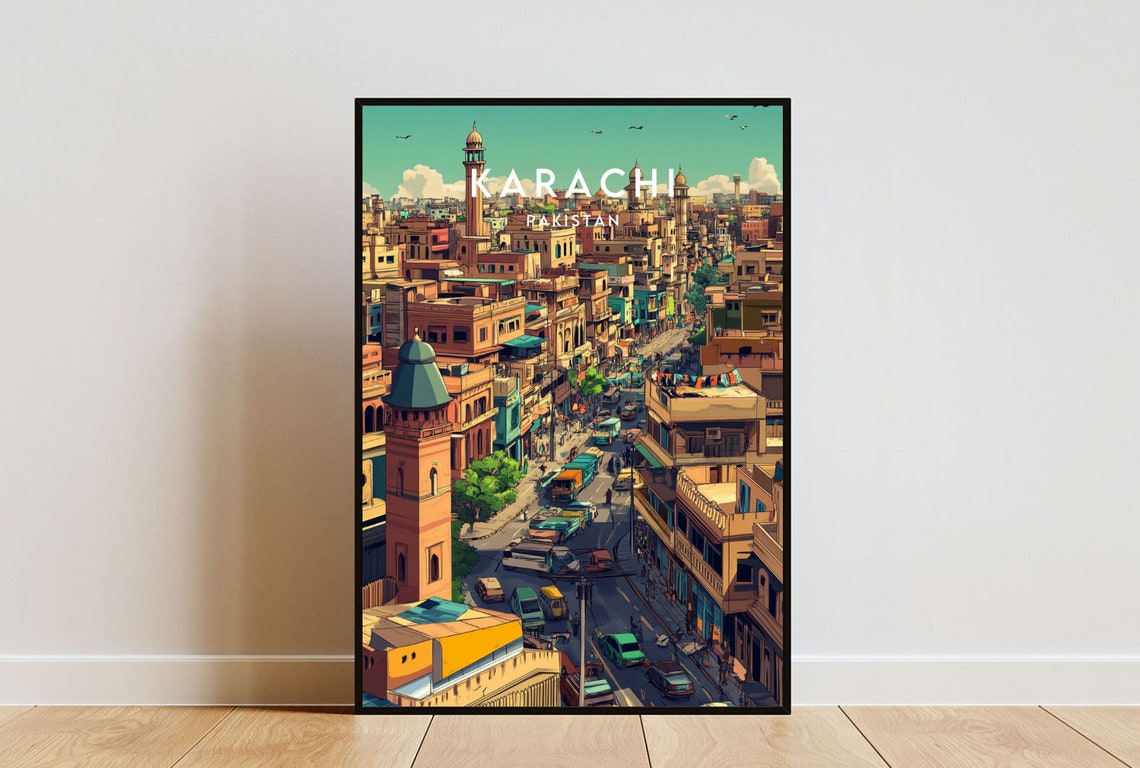 Karachi Travel Print Pakistan Karachi Poster Pakistan Poster Travel Wall Art Pakistan Print Karachi Print Travel Poster Pakistan