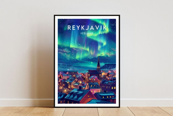 Reykjavik Travel Print Iceland Europe Wall Art Print