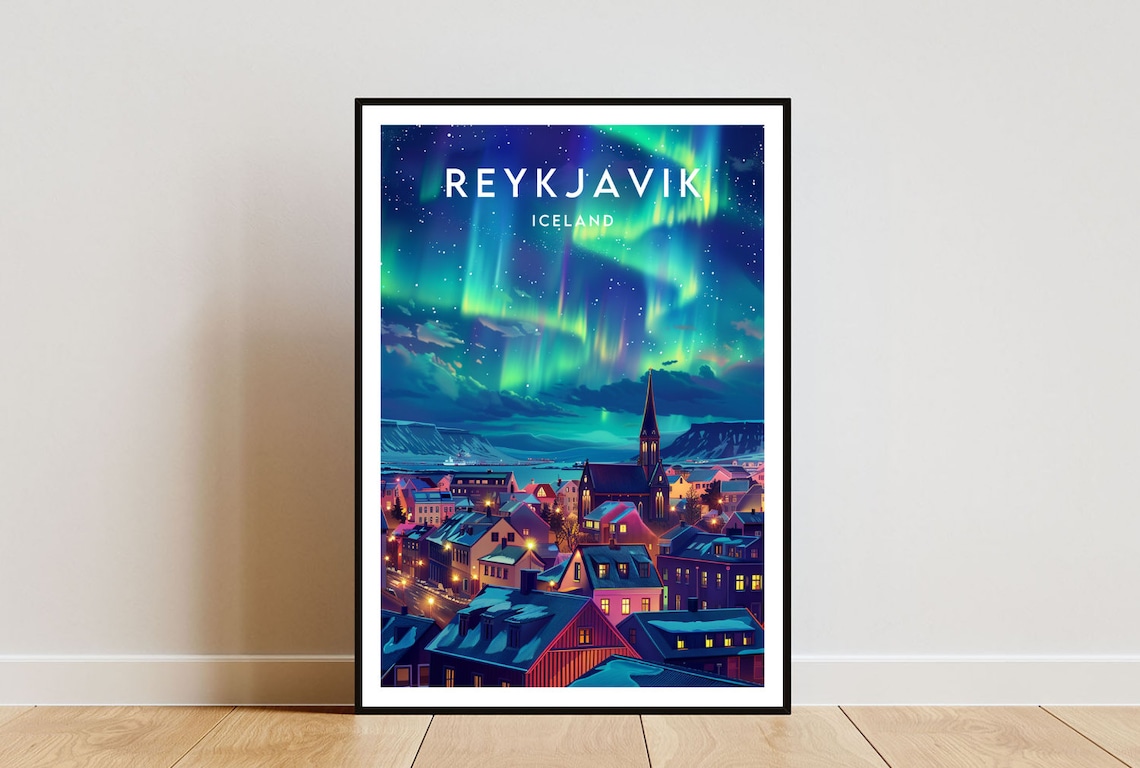 Reykjavik Travel Print Iceland Europe Wall Art Print