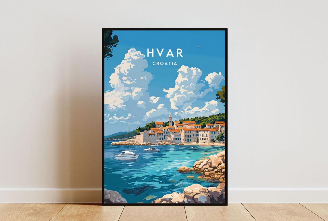Hvar Travel Print Croatia Hvar Poster Croatia Poster Travel Wall Art Croatia Print Croatia Hvar Wall Art Croatian Print Hvar Print